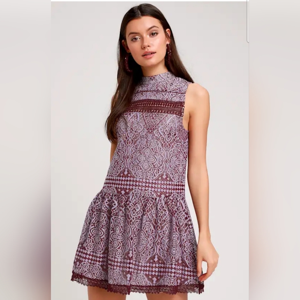 Lavender & Burgandy Lace Drese (M)